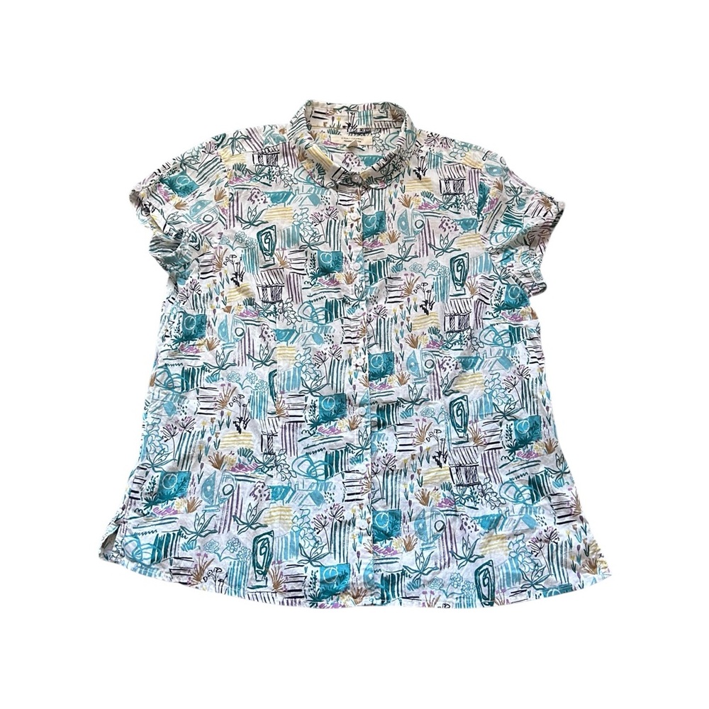 Seasalt Cornwall Rushmaker Shirt Organic Cotton Whimsical Garden Print Size 12
